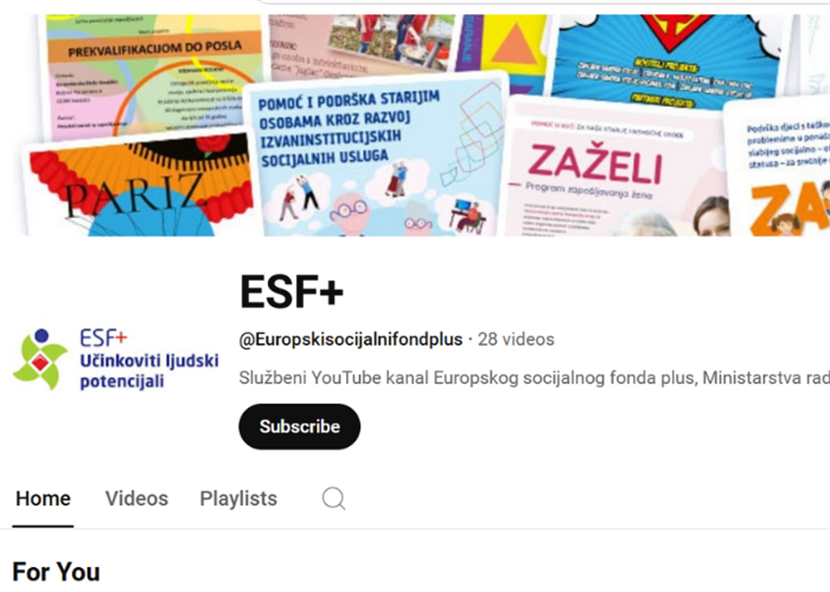 Slika: EUROPSKI SOCIJALNI FOND SADA I NA YOUTUBE-u